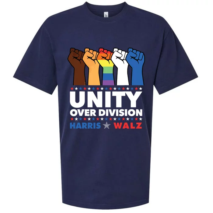 Unity Over Division Harris Walz 2024 Sueded Cloud Jersey T-Shirt