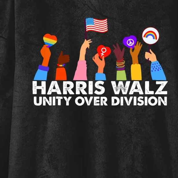 Unity Over Division Harris Walz 2024 Hooded Wearable Blanket