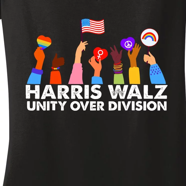 Unity Over Division Harris Walz 2024 Women's V-Neck T-Shirt