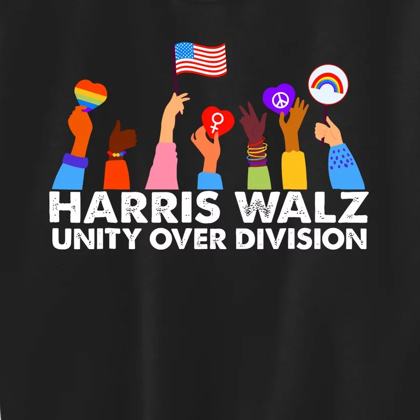 Unity Over Division Harris Walz 2024 Kids Sweatshirt