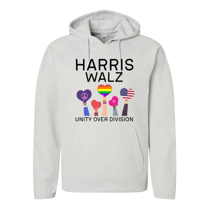 Unity Over Division Harris Walz 2024 Performance Fleece Hoodie