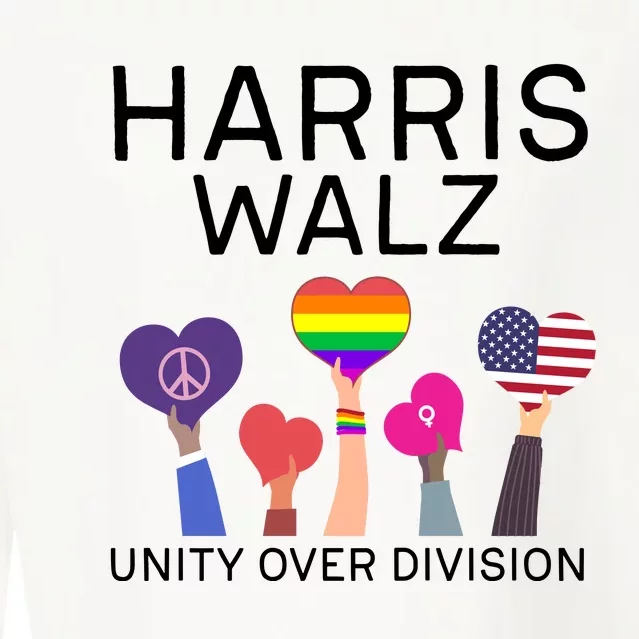 Unity Over Division Harris Walz 2024 Cropped Pullover Crew