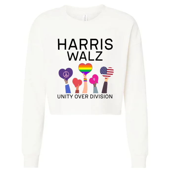 Unity Over Division Harris Walz 2024 Cropped Pullover Crew