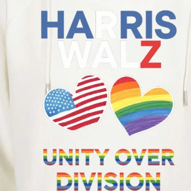 Unity Over Division: Elect Harriswalz Gift Womens Funnel Neck Pullover Hood