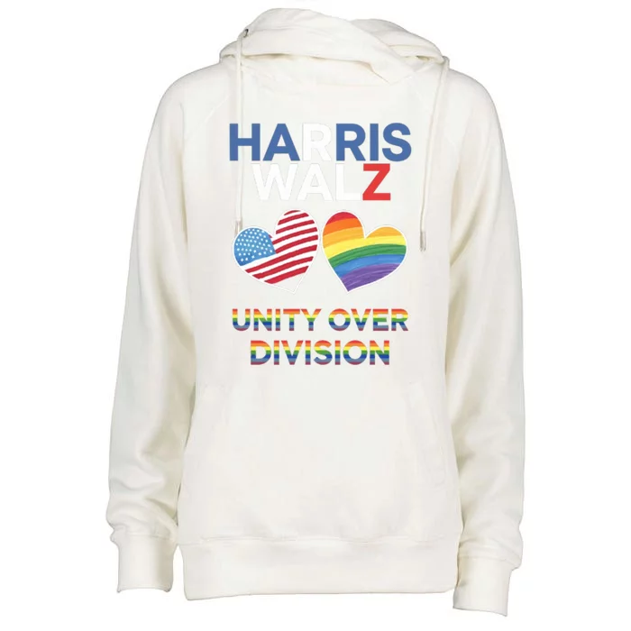 Unity Over Division: Elect Harriswalz Gift Womens Funnel Neck Pullover Hood