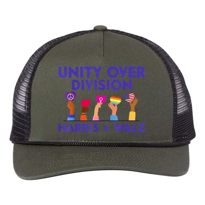 Unity Over Division Harris Walz 2024 Retro Rope Trucker Hat Cap