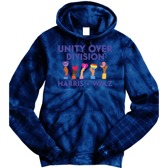 Unity Over Division Harris Walz 2024 Tie Dye Hoodie