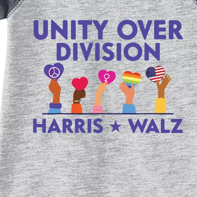 Unity Over Division Harris Walz 2024 Infant Baby Jersey Bodysuit