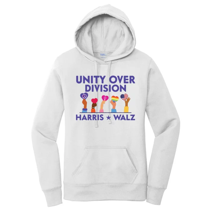 Unity Over Division Harris Walz 2024 Women's Pullover Hoodie