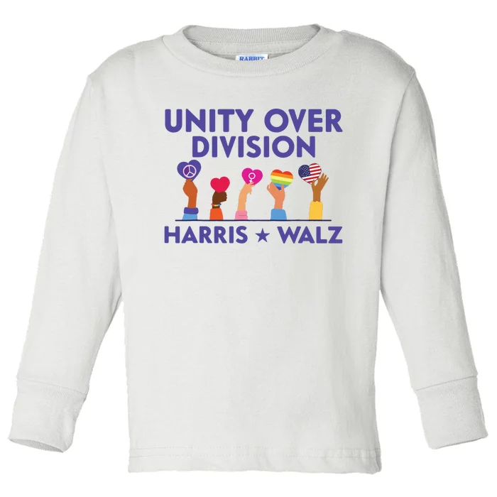 Unity Over Division Harris Walz 2024 Toddler Long Sleeve Shirt