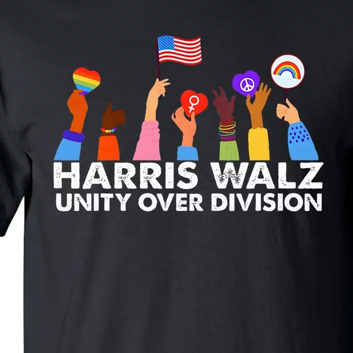 Unity Over Division Harris Walz 2024 Tall T-Shirt