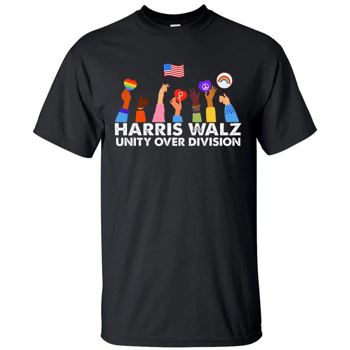 Unity Over Division Harris Walz 2024 Tall T-Shirt