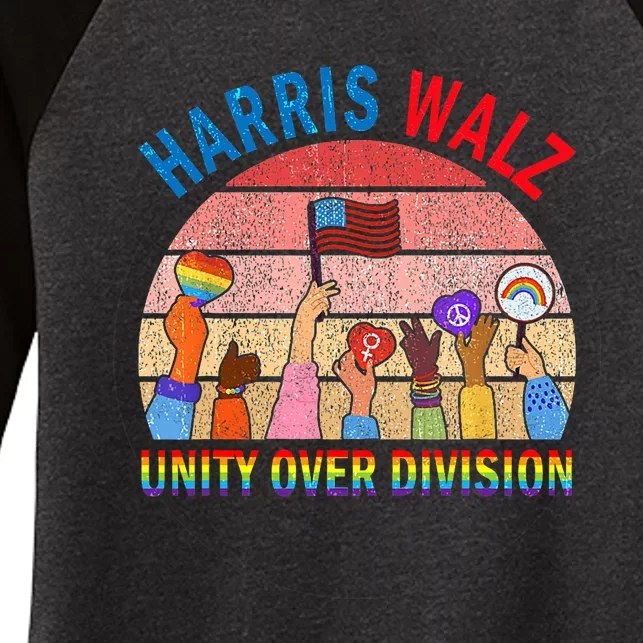 Unity Over Division Harris Waltz 2024 Harris Waltz 2024 Unity Over Division Women's Tri-Blend 3/4-Sleeve Raglan Shirt