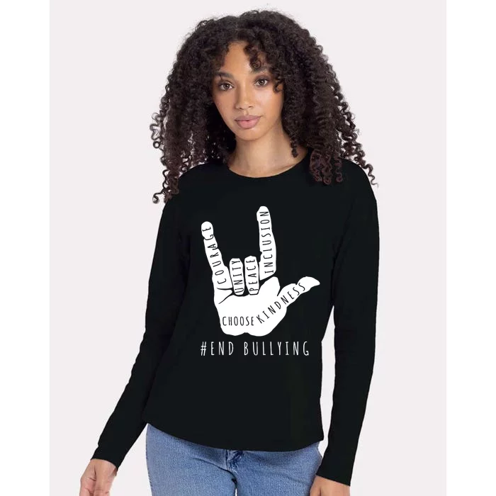 Unity Orange Day End Bullying Love Sign Language Womens Cotton Relaxed Long Sleeve T-Shirt