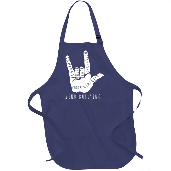 Unity Orange Day End Bullying Love Sign Language Full-Length Apron With Pocket