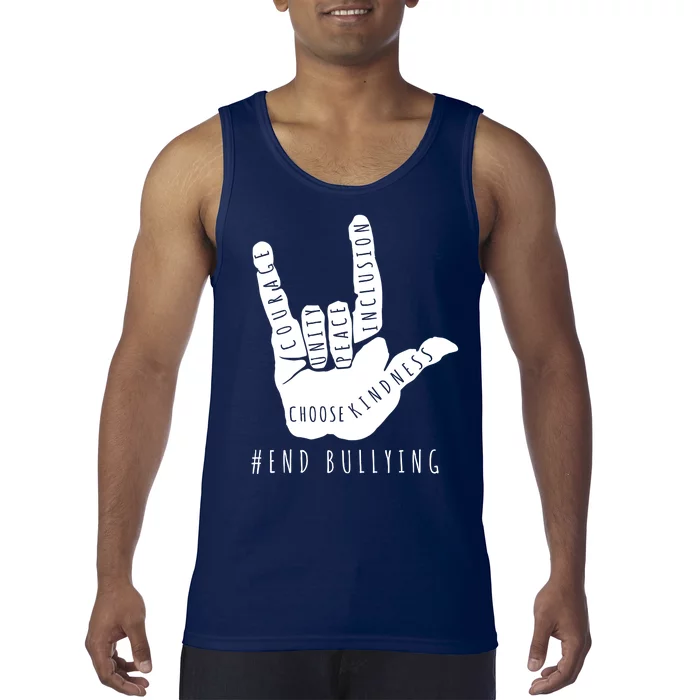 Unity Orange Day End Bullying Love Sign Language Tank Top