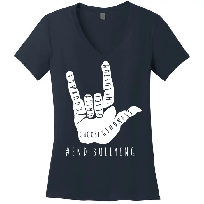 Unity Orange Day End Bullying Love Sign Language Women's V-Neck T-Shirt