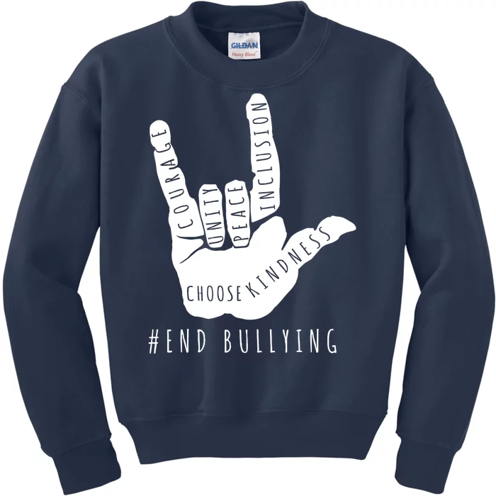 Unity Orange Day End Bullying Love Sign Language Kids Sweatshirt