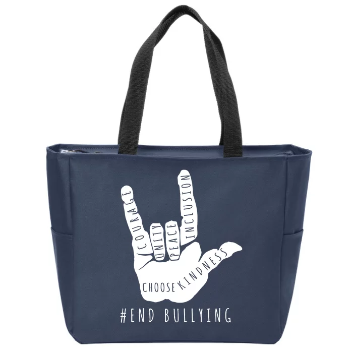 Unity Orange Day End Bullying Love Sign Language Zip Tote Bag