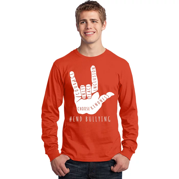 Unity Orange Day End Bullying Love Sign Language Long Sleeve Shirt