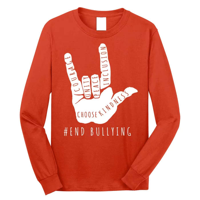 Unity Orange Day End Bullying Love Sign Language Long Sleeve Shirt