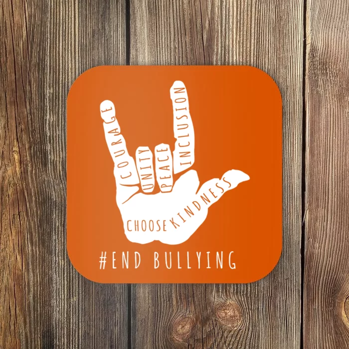 Unity Orange Day End Bullying Love Sign Language Coaster