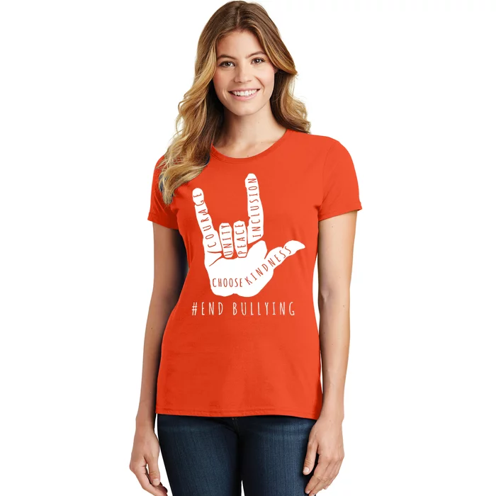 Unity Orange Day End Bullying Love Sign Language Women's T-Shirt