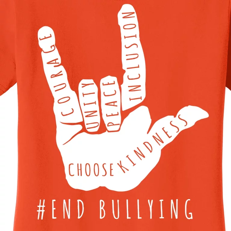 Unity Orange Day End Bullying Love Sign Language Women's T-Shirt