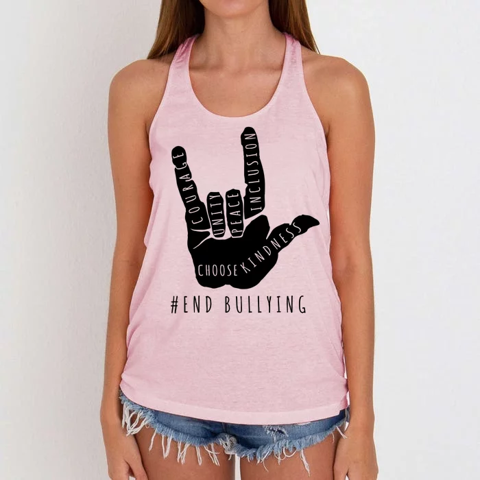 Unity Orange Day End Bullying Love Sign Language Women's Knotted Racerback Tank