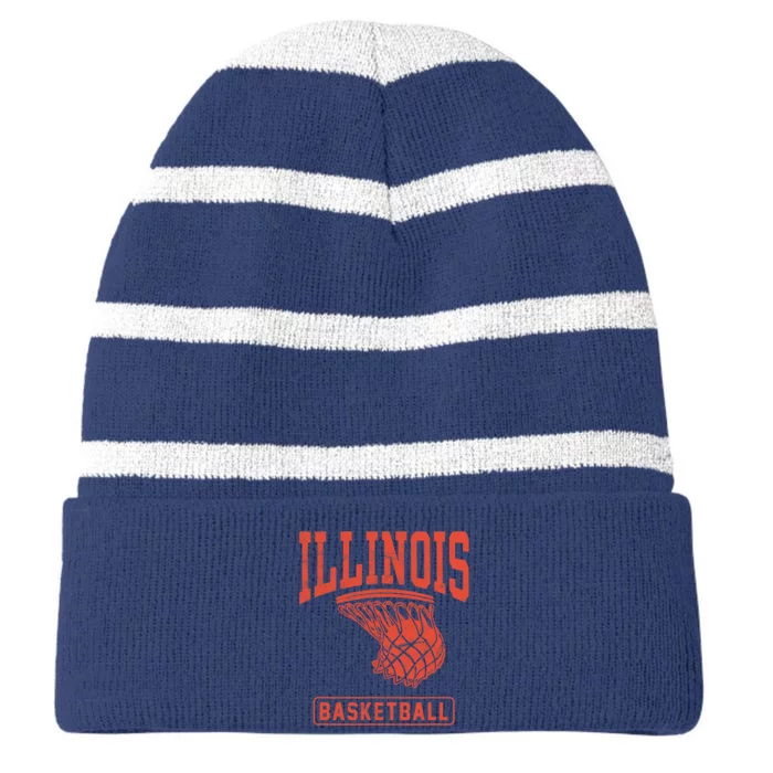 University of Illinois Fighting Illini Basketball Striped Beanie with Solid Band