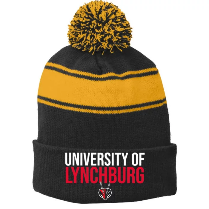 University Of Lynchburg Hornets Stacked Stripe Pom Pom Beanie