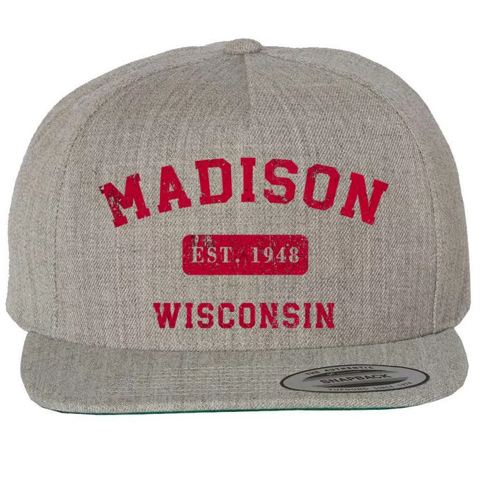 University Of Madison Wisconsin Est 1948 Wool Snapback Cap