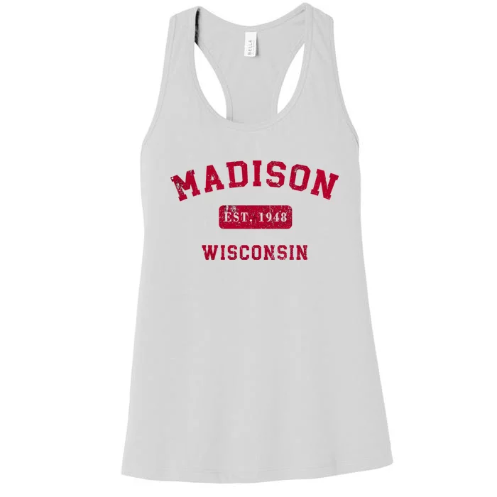 University Of Madison Wisconsin Est 1948 Women's Racerback Tank