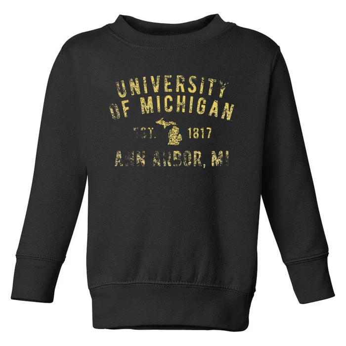 U.N.I.V.E.R.S.I.T.Y Of M.I.C.H.I.G.A.N W.O.L.V.E.R.I.N.E.S Simple State Toddler Sweatshirt