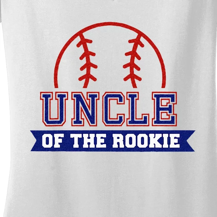 Uncle Of Rookie 1st Birthday Baseball Theme Matching Party Women's V-Neck T-Shirt