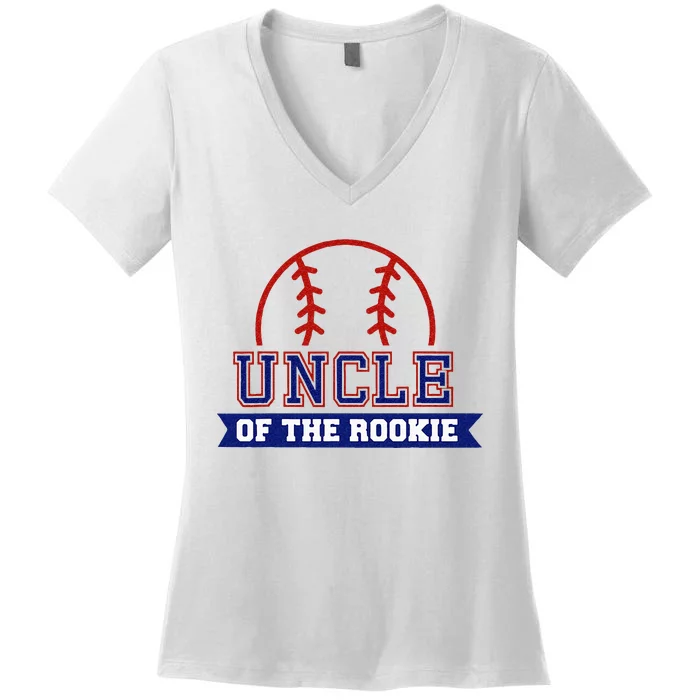 Uncle Of Rookie 1st Birthday Baseball Theme Matching Party Women's V-Neck T-Shirt