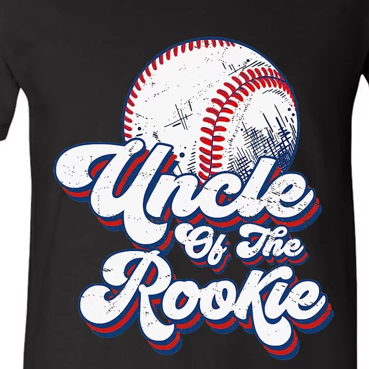 Uncle of Rookie 1st Birthday Baseball Theme Matching Party V-Neck T-Shirt