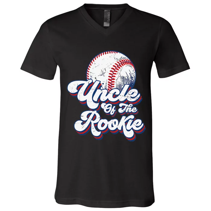 Uncle of Rookie 1st Birthday Baseball Theme Matching Party V-Neck T-Shirt