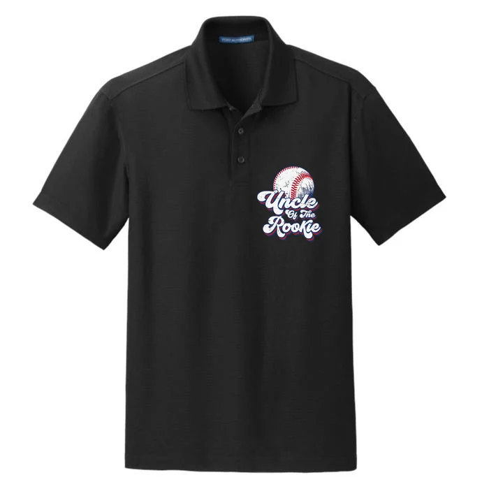 Uncle of Rookie 1st Birthday Baseball Theme Matching Party Dry Zone Grid Performance Polo