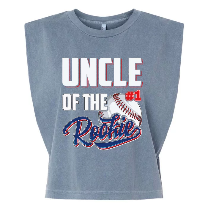 Uncle Of Rookie 1 Years Old Team 1st Birthday Baseball Garment-Dyed Women's Muscle Tee