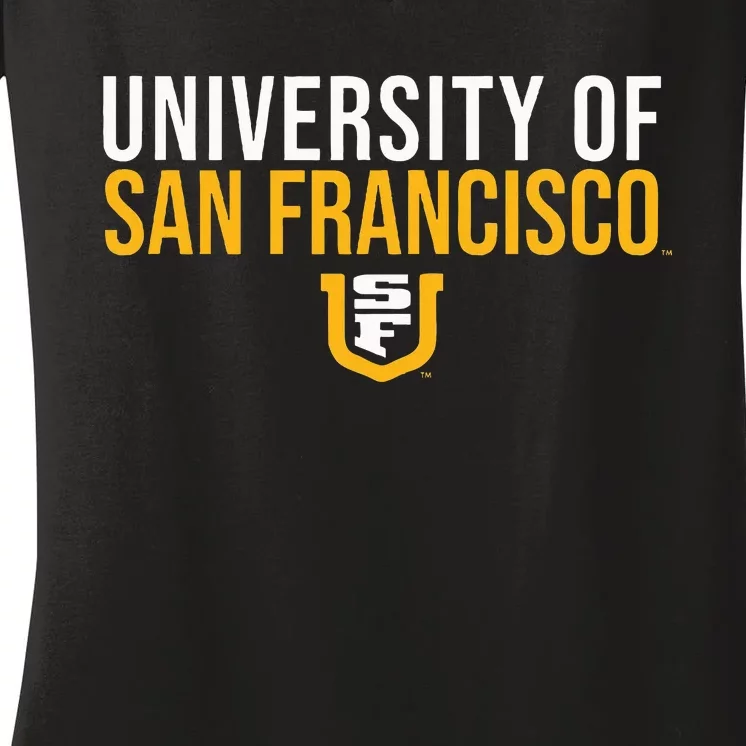 U.N.I.V.E.R.S.I.T.Y Of San Francisco Usf Dons Stacked Women's V-Neck T-Shirt