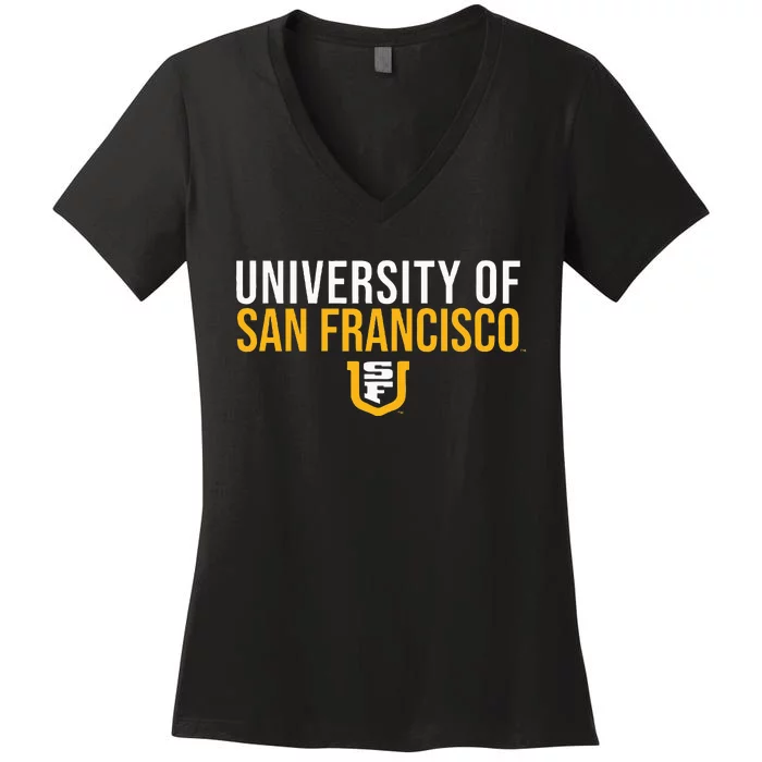 U.N.I.V.E.R.S.I.T.Y Of San Francisco Usf Dons Stacked Women's V-Neck T-Shirt