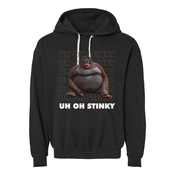 Uh Oh Stinky Poop Meme Funny Monkey Gift Garment-Dyed Fleece Hoodie