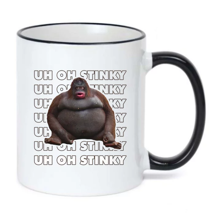 Uh Oh Stinky Poop Meme Funny Monkey Gift Black Color Changing Mug