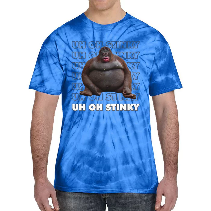 Uh Oh Stinky Poop Meme Funny Monkey Gift Tie-Dye T-Shirt