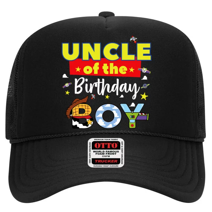 Uncle Of The Birthday Boy Toy Familly Matching Story High Crown Mesh Trucker Hat