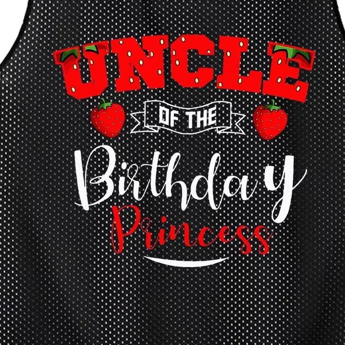 Uncle Of The Birthday Princess Strawberry Theme Bday Party Mesh Reversible Basketball Jersey Tank