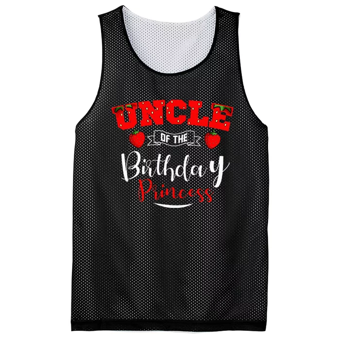 Uncle Of The Birthday Princess Strawberry Theme Bday Party Mesh Reversible Basketball Jersey Tank