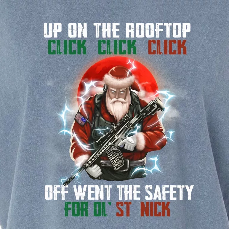 Up On The Rooftop Click Off Went The Safety Santa Anti Biden Garment-Dyed Women's Muscle Tee