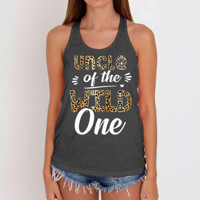 Uncle Of The Wild One Zoo Themed 1st Birthday Party Women's Knotted Racerback Tank